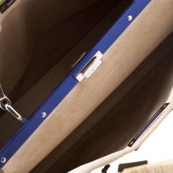 Pre Owned Fendi Beige Airbrushed Suede and Leather Large Peekaboo Top Handle Bag