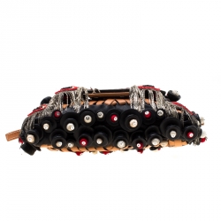 Fendi Black Embellished Micro Baguette Shoulder Bag