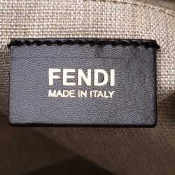 Pre Owned Fendi Tobacco/Blue Pequin Striped Canvas and Leather Roll Tote