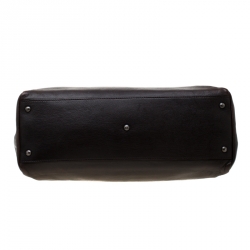 Pre Owned Fendi Dark Brown Leather Large Peekaboo Top Handle Bag