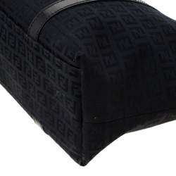 Pre Owned Fendi Black Zucchino Canvas and Leather Superstar Shopper Tote