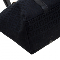 Pre Owned Fendi Black Zucchino Canvas and Leather Superstar Shopper Tote