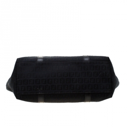 Pre Owned Fendi Black Zucchino Canvas and Leather Superstar Shopper Tote