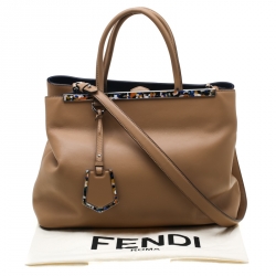 Pre Owned Fendi Light Brown Leather 2Jours Confetti Tote