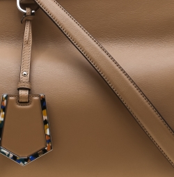 Pre Owned Fendi Light Brown Leather 2Jours Confetti Tote