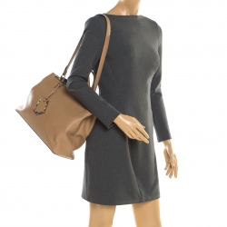 Pre Owned Fendi Light Brown Leather 2Jours Confetti Tote