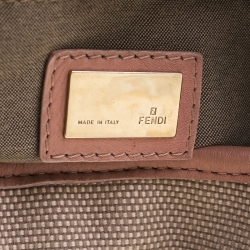 Pre Owned Fendi Beige/Pink Canvas Flap Crossbody Bag
