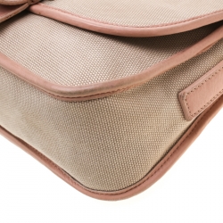 Pre Owned Fendi Beige/Pink Canvas Flap Crossbody Bag