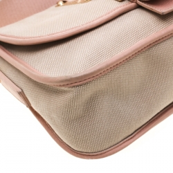 Pre Owned Fendi Beige/Pink Canvas Flap Crossbody Bag