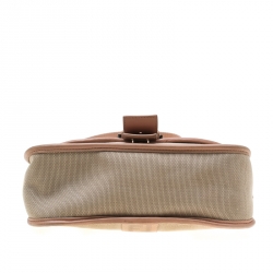 Pre Owned Fendi Beige/Pink Canvas Flap Crossbody Bag