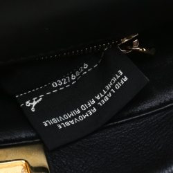 Pre Owned Fendi Black Leather Mini Peekaboo Top Handle Bag