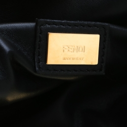 Pre Owned Fendi Black Leather Mini Peekaboo Top Handle Bag