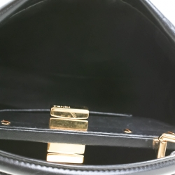 Pre Owned Fendi Black Leather Mini Peekaboo Top Handle Bag