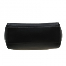 Pre Owned Fendi Black Leather Mini Peekaboo Top Handle Bag