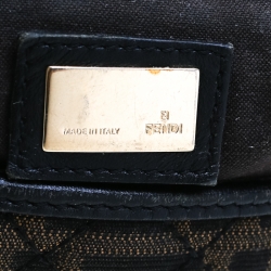 Pre Owned Fendi Tobacco Zucca Canvas Maxi Baguette Flap Shoulder Bag