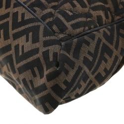 Pre Owned Fendi Tobacco Zucca Canvas Maxi Baguette Flap Shoulder Bag