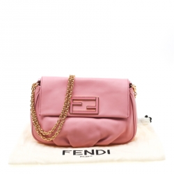 Pre Owned Fendi Pink Leather Fendista Pochette Crossbody Bag