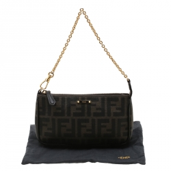 Pre Owned Fendi Tobacco Zucca Canvas Mini Pochette Bag