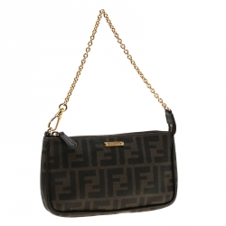 Pre Owned Fendi Tobacco Zucca Canvas Mini Pochette Bag