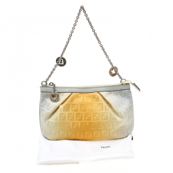 Pre Owned Fendi Yellow Ombre Zucchino Canvas Pochette Bag