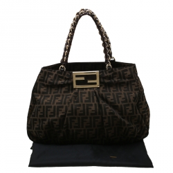 Pre Owned Fendi Tobacco/Brown Zucca Canvas Large Mia Tote