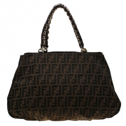 Pre Owned Fendi Tobacco/Brown Zucca Canvas Large Mia Tote