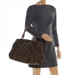 Pre Owned Fendi Tobacco/Brown Zucca Canvas Large Mia Tote