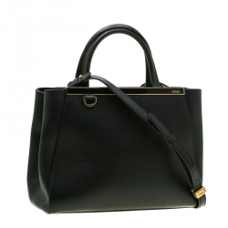 Pre Owned Fendi Black Leather Petite 2Jours Tote