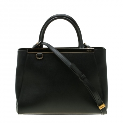 Pre Owned Fendi Black Leather Petite 2Jours Tote
