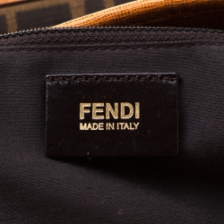 Pre Owned Fendi Brown/Orange Zucca Canvas And Leather Roll Tote
