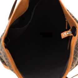 Pre Owned Fendi Brown/Orange Zucca Canvas And Leather Roll Tote