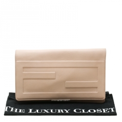 Pre Owned Fendi Beige Leather Tube Macro Clutch