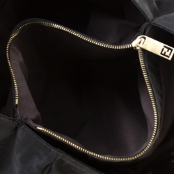 Pre Owned Fendi Black Zucca Canvas Large Mia Shoulder Bag