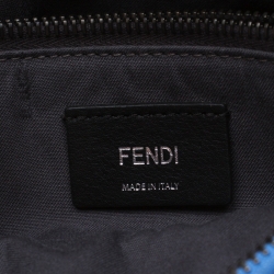 Pre Owned Fendi Light Blue Crystal Embellished Leather Mini  By The Way Crossbody Bag