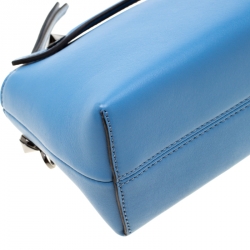 Pre Owned Fendi Light Blue Crystal Embellished Leather Mini  By The Way Crossbody Bag