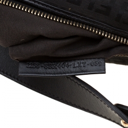 Pre Owned Fendi Black Zucchino Canvas and Leather Front Pocket Shoulder Bag