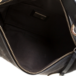 Pre Owned Fendi Black Zucchino Canvas and Leather Front Pocket Shoulder Bag