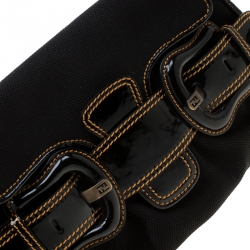 Pre Owned Fendi Black Canvas and Patent Leather B Bis Shoulder Bag