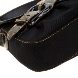 Pre Owned Fendi Black Canvas and Patent Leather B Bis Shoulder Bag