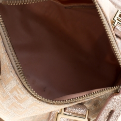 Pre Owned Fendi Metallic Zucchino Canvas and Leather Mini Boston Bag