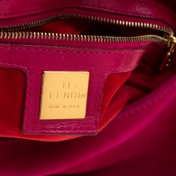 Pre Owned Fendi Fuchsia Suede and Leather Mama Baguette Bag
