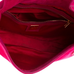 Pre Owned Fendi Fuchsia Suede and Leather Mama Baguette Bag