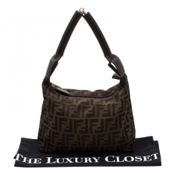 مملوكة مسبقًا حقيبة كتف فندي جلد وكانفاس زوكا توباكو