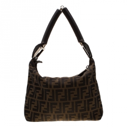 مملوكة مسبقًا حقيبة كتف فندي جلد وكانفاس زوكا توباكو