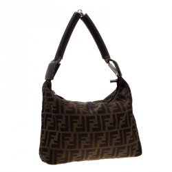 مملوكة مسبقًا حقيبة كتف فندي جلد وكانفاس زوكا توباكو