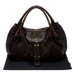 Pre Owned Fendi Tobacco Zucca Canvas and Leather Spy Bag