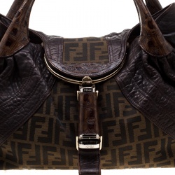 Pre Owned Fendi Tobacco Zucca Canvas and Leather Spy Bag