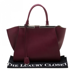 Pre Owned Fendi Burgundy Leather 3Jours Tote