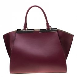Pre Owned Fendi Burgundy Leather 3Jours Tote