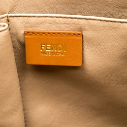 Pre Owned Fendi Mustard Dimpled Leather Classico 4 Tote